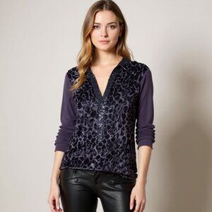 Anthropologie TINY burnout velvet and sequin tunic top size medium